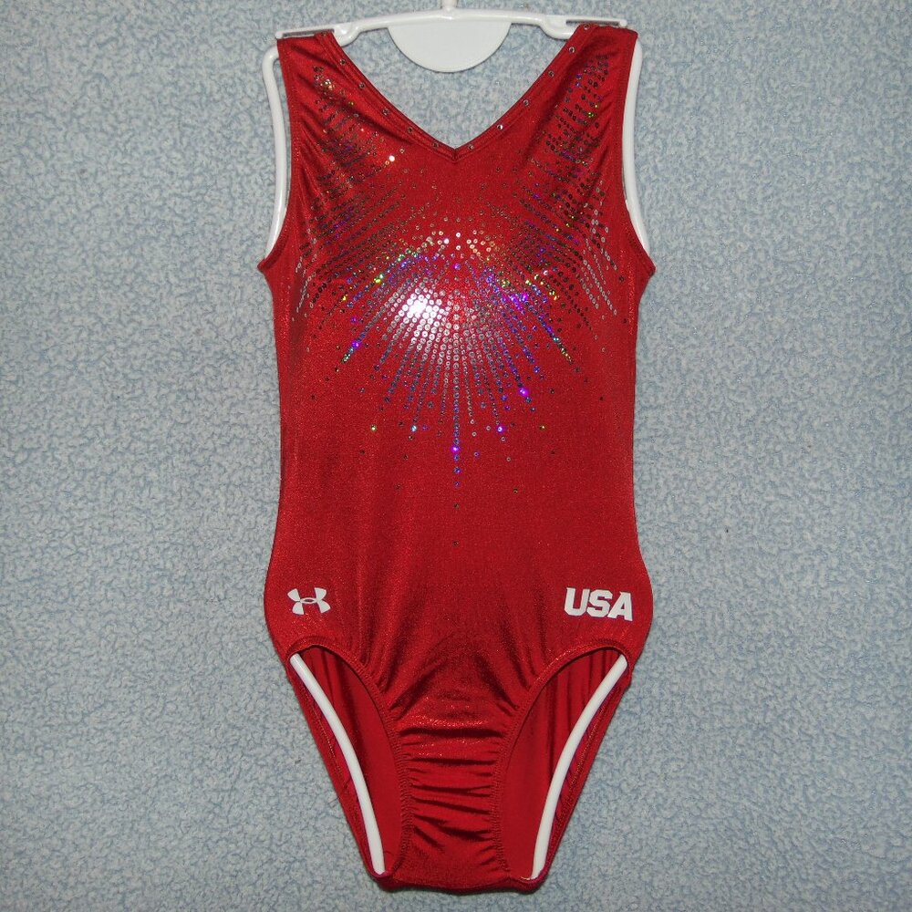 Under Armour GK Red Sequin USA Leotard AS